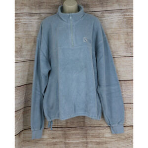 VINTAGE Time Square Sportswear Womens Size Large Quarter Zip Fleece Sweater Blue